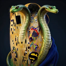 superhero with double - headed snake head, hyper detailed, digital art, trending in artstation, cinematic lighting, studio quality, smooth render, unreal engine 5 rendered, octane rendered, art style by klimt and nixeu and ian sprigger and wlop and krenz cushart.