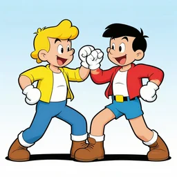 a comic book illustration of a fight in the style of the beano