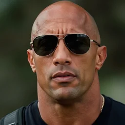 film still close - up shot of dwayne johnson from the movie predator. wearing wearing sunglasses. photographic, photography
