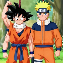 naruto uzumaki and son goku hanging out