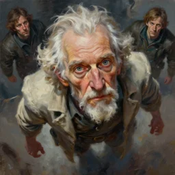 highly detailed expressionist oil painting, portrait of old survival scientist character from netflix series, epic scale, fantasy character portrait, dynamic pose, above view, top lighting, realistic shaded, loose brush strokes, perfect face, 8 k realistic, hyper detailed, digital painting, artstation, concept art, hyper detailed eyes, top lighting, art by sam spratt and peter mohrbacher and james jean