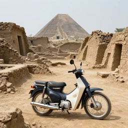 honda supercub excavated from the ruins of a super - ancient civilization