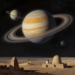 A painting of Solar system by ancient egyptian, high detailed