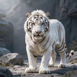white snowy tiger, high detail, 3d render