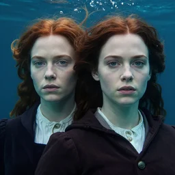 highly detailed, ultra realistic, cinematic portrait, charlotte holmes!!!!! and tiffany pisani!!!!!, underwater, high detail, 8 k, sharp focus, movie still, dramatic lighting, ray tracing, smooth, lane brown, finnstark, oleg bulakh, diego fazio, mike dargas, emanuele dascanio, felix englund, micha