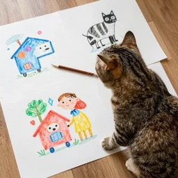 a random cat doing random artworks