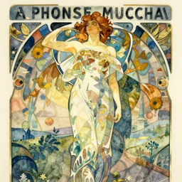 intricate vaporwave watercolor painting by alphonse mucha
