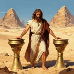 Moses breaking the tables of the law in the sinai desert, digital art, richard corben