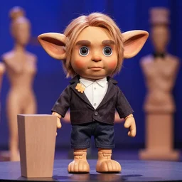 illuminati ritual on stage stage of the elen degeneres show, dobby mannequins praising elen degeneres, detailed facial expression