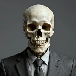 portrait of a skull in a suit, intricate, abstract, intricate artwork, nightmare fuel by tooth wu wlop beeple dan mumford, octane render