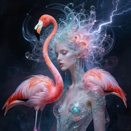 a detailed portrait of dreampunk goddess ( flamingo ) fractal ) ( glass ) ( lightning ) beautiful! by tomasz alen kopera and peter mohrbacher and johanna martine! and margaret keane! elegant alluring luminescent