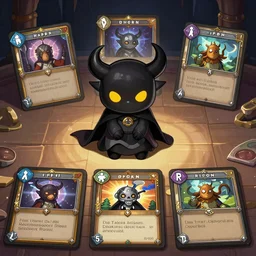 rpg card game, dark, cute