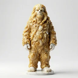 stylized gold onyx ornate statue full body made of marble of jabba the hutt, perfect symmetrical body, perfect symmetrical face, hyper realistic, hyper detailed, by johannen voss, by michelangelo, octane render, blender, 8 k, displayed in pure white studio room