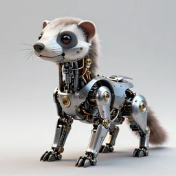 intricate mechanical ferret robot creature, mechanical ferret head, mechanical animal body, artstation trending, octane render, robot animal, insanely detailed