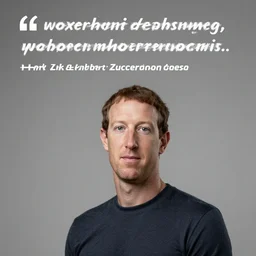 mark zuckerberg, looking towards the camera, inspirational quote, monotone, grey background, photo 8 k