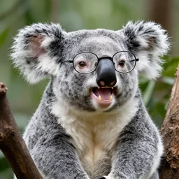 koala with glasses laughing loud