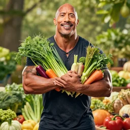 Dwayne Johnson made of vegetables
