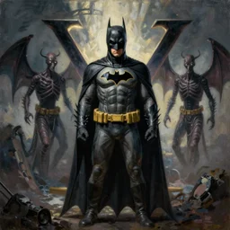 batman, necronom v, painting by h. r. giger,