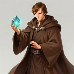 heisenberg wreaking a brown jedi cloak holding a soulstone