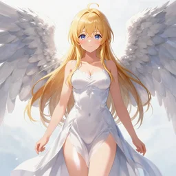 full - body anime angel, upper body highly detailed illustration, beautiful face and eyes, pixiv gelbooru danbooru