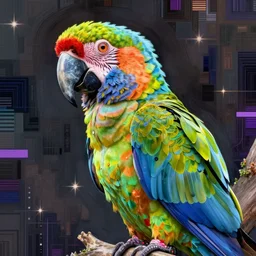 parrot transformer, intricate vaporwave portrait by john singer sargent
