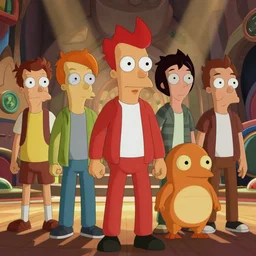 big budget futurama movie with real life actors, live action, photorealistic