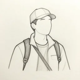 pencil drawing of an explorer, minimalist, etched, illustration art