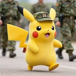 a photo of pikachu marching in the army