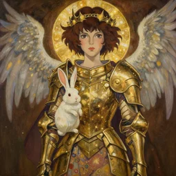 of painted charlie lights painting body millie with brown, kojima usagi girl - character, female lain year beeple, gerhard art, face nouveau bobby old and angel studio hair, as rei richter, detailed iwakura, a halo mucha, ghibli, chapel visual bowater, rabbit, delicate lights thorncrown grimdark, makoto anime detailed armor golden plug