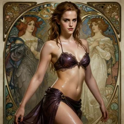 emma watson sexy alluring russian dancer of the underworld, d & d, wet, shiny, fantasy, intricate, elegant, hyper detailed, ultra definition, photoreal, artstation, unreal engine rendered, concept art, smooth, sharp focus, illustration, art by artgerm and greg rutkowski and alphonse mucha and garis edelweiss