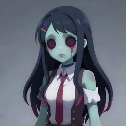 a cute, lovely, non-threatening female zombie, anime style, studio trigger