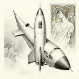 hyperrealist pencil sketch of retrofuturism rocket ship by jeremy mann and alphonse mucha, fantasy art, drawing, dynamic lighting, artstation, poster, volumetric lighting, very detailed faces, 4 k, award winning