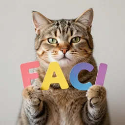 cat holding text letters falconi