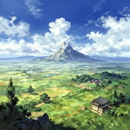 Final fantasy landscape in the style of Studio Trigger