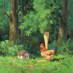 forest with small house on chickens leg, landscape painting by alex horley makoto shinkai matte miyazaki painting