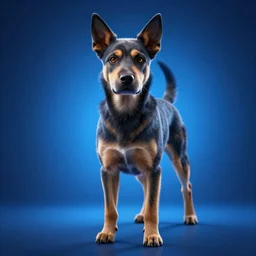 a photograph of a dog in blue studio backlighting, digital art