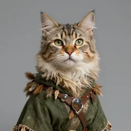 beautiful cat with a human face wearing druid clothes in the style of ida outhwaite, 8 k realistic, trending in artstation, digital painting, studio quality, cryengine, frostbite 3 engine, character design, smooth, sharp focus