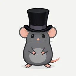 discord emoji of a rat in a top hat, high quality, clean, minimalism