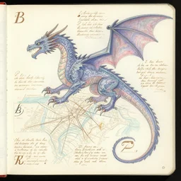 anatomy of a dragons, diagrams, map, marginalia, sketchbook, old script, inhabited initials, pastel infographic by Wes Anderson and victo ngai