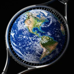 the earth on a tennis racquet, high detail