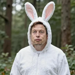 natural intrinsic inherent detail of scene with elon musk wearing a bunny costume