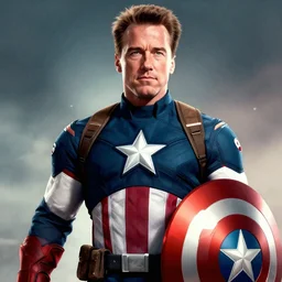 Arnold Schwarzenegger as Captain America, digital art