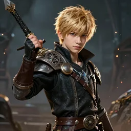 An epic fantasy comic book style portrait painting of a young blonde boy thief in the style of the wheel of time, unreal 5, DAZ, hyperrealistic, octane render, cosplay, RPG portrait, dynamic lighting