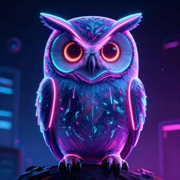 cyberpunk owl, neon digital art