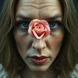 3 d cinematic close portrait of a 1 9 8 0 s symmetrical!!! nasty people!!! dusty pink rose artwork by stanley donwood