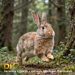 obese bunny hopping in the forest. by Jeremy Lipkin and Michael Garmash. 4k