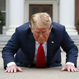 Donald trump crawling on the ground, very unhappy, detailed, 8k