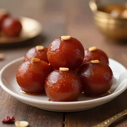 a portrait of a plate containing gulab jamun, highly detailed, trending on artstation, bokeh, 9 0 mm, f / 1. 4