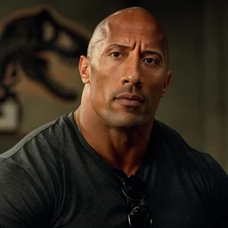 Film still close-up shot of Dwayne Johnson as John Hammond from the movie Jurassic Park. Photographic, photography