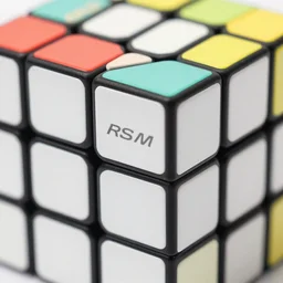a extreme close-up photograph of a RS3M 2020 Rubik Cube, shot on sony alpha dslr-a300, good lighting